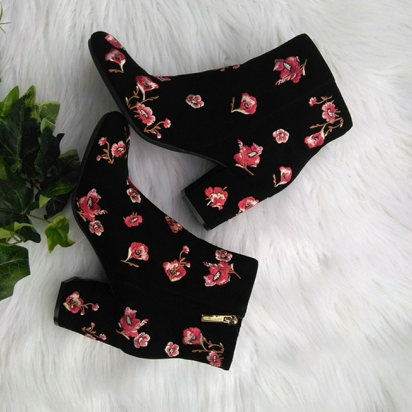 Karl Lagerfeld Shoes - Karl Lagerfield Edith Floral Embroidered Bootie